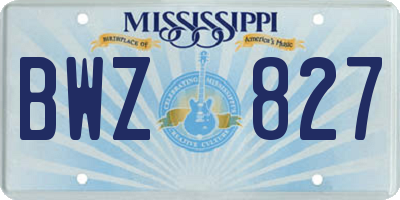 MS license plate BWZ827