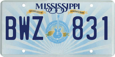 MS license plate BWZ831