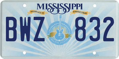 MS license plate BWZ832