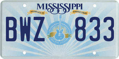MS license plate BWZ833