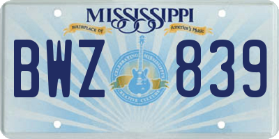 MS license plate BWZ839
