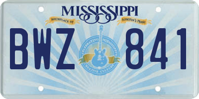 MS license plate BWZ841
