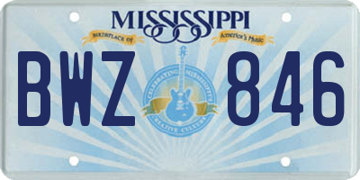 MS license plate BWZ846