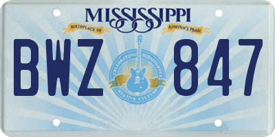 MS license plate BWZ847