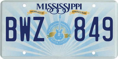 MS license plate BWZ849