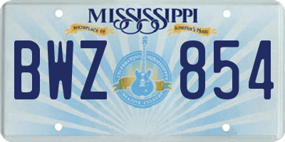 MS license plate BWZ854