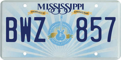 MS license plate BWZ857
