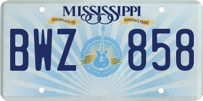 MS license plate BWZ858