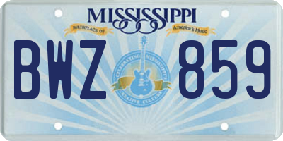 MS license plate BWZ859