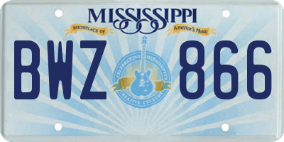 MS license plate BWZ866