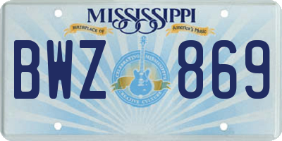 MS license plate BWZ869