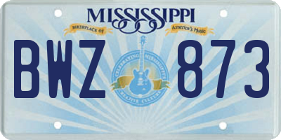MS license plate BWZ873