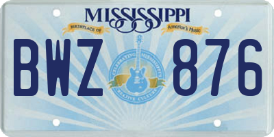 MS license plate BWZ876