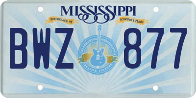 MS license plate BWZ877