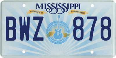 MS license plate BWZ878