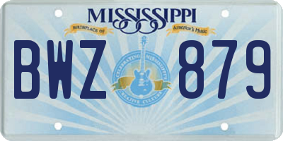 MS license plate BWZ879