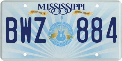 MS license plate BWZ884