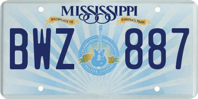 MS license plate BWZ887