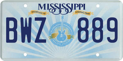 MS license plate BWZ889