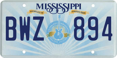 MS license plate BWZ894