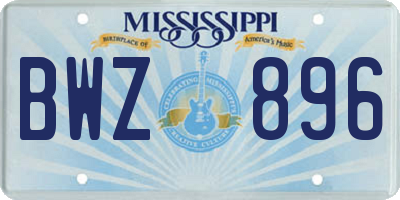 MS license plate BWZ896