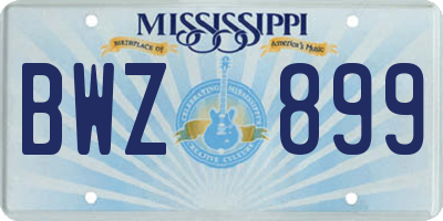 MS license plate BWZ899