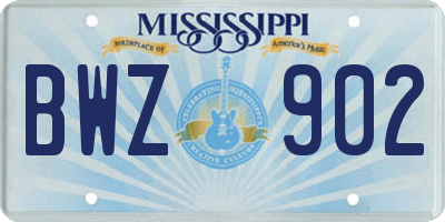 MS license plate BWZ902