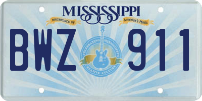 MS license plate BWZ911