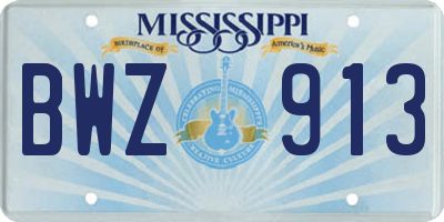 MS license plate BWZ913