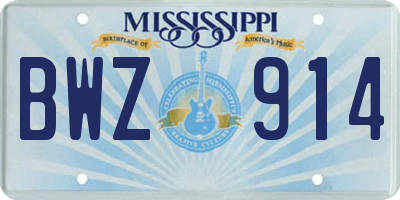 MS license plate BWZ914