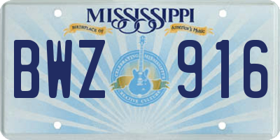 MS license plate BWZ916