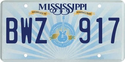 MS license plate BWZ917