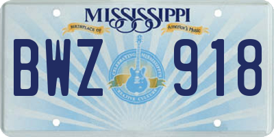 MS license plate BWZ918