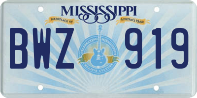 MS license plate BWZ919