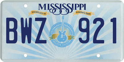 MS license plate BWZ921