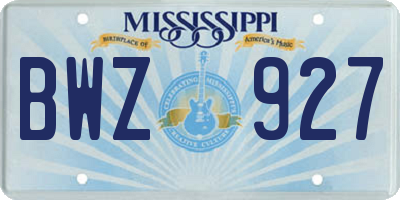 MS license plate BWZ927