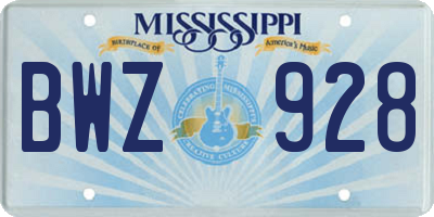 MS license plate BWZ928