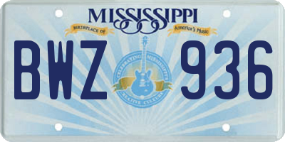 MS license plate BWZ936