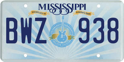 MS license plate BWZ938