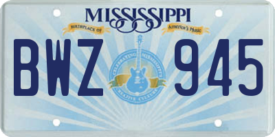 MS license plate BWZ945