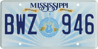 MS license plate BWZ946