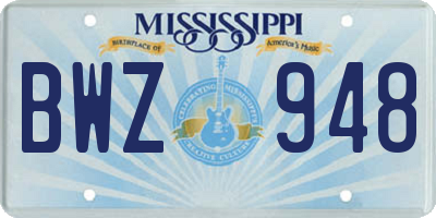MS license plate BWZ948