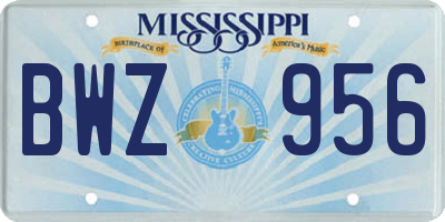 MS license plate BWZ956