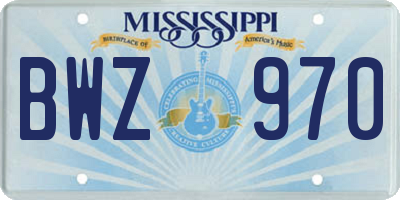 MS license plate BWZ970