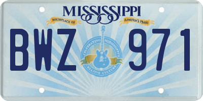MS license plate BWZ971