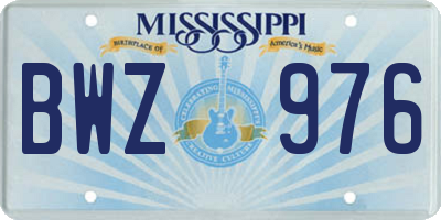 MS license plate BWZ976