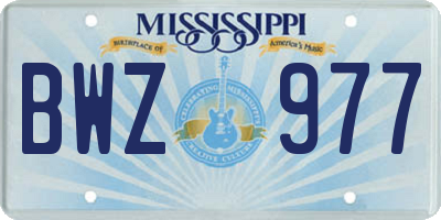 MS license plate BWZ977