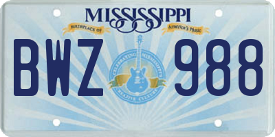 MS license plate BWZ988