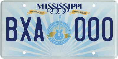 MS license plate BXA000