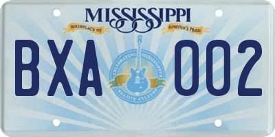 MS license plate BXA002